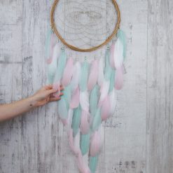 Mint, Pink and White Feather Dream Catcher
